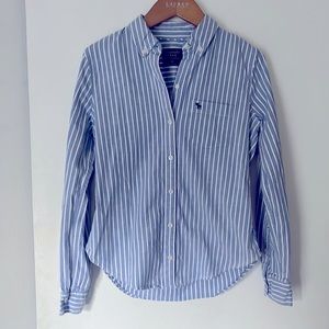 Abercrombie and Fitch Blue and White Striped Chino Shirt